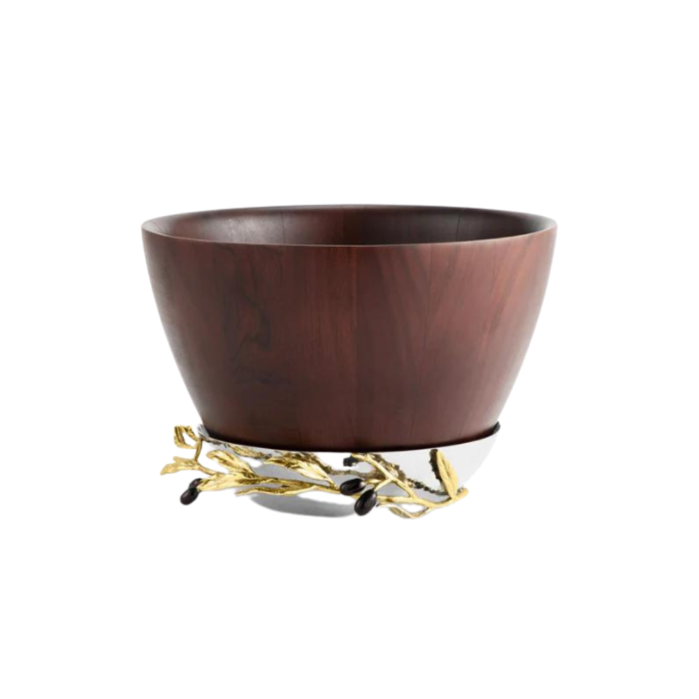 Olive Branch Bowl With Wood Bowl Insert