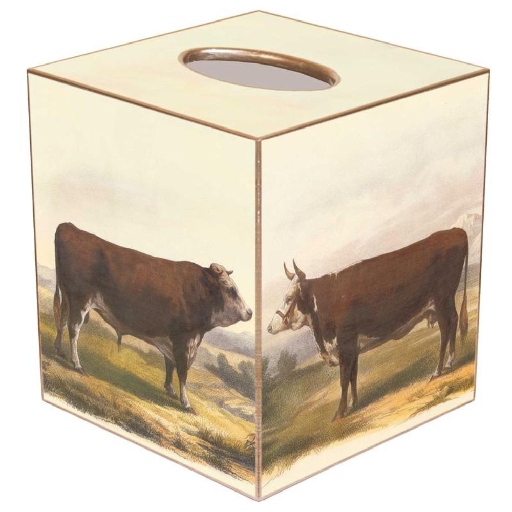 MARYE-KELLEY BULL TISSUE BOX COVER