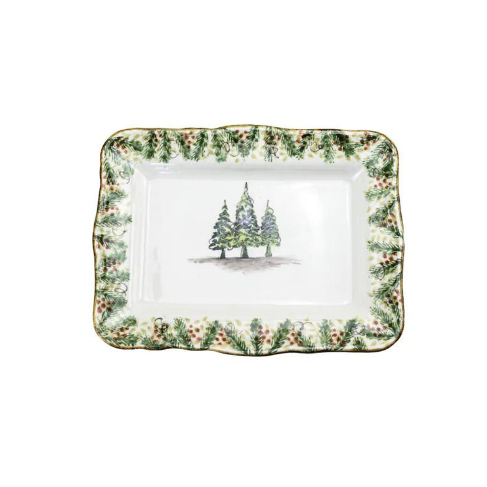 ARTE ITALICA Natale Medium Scalloped Rectangular Tray