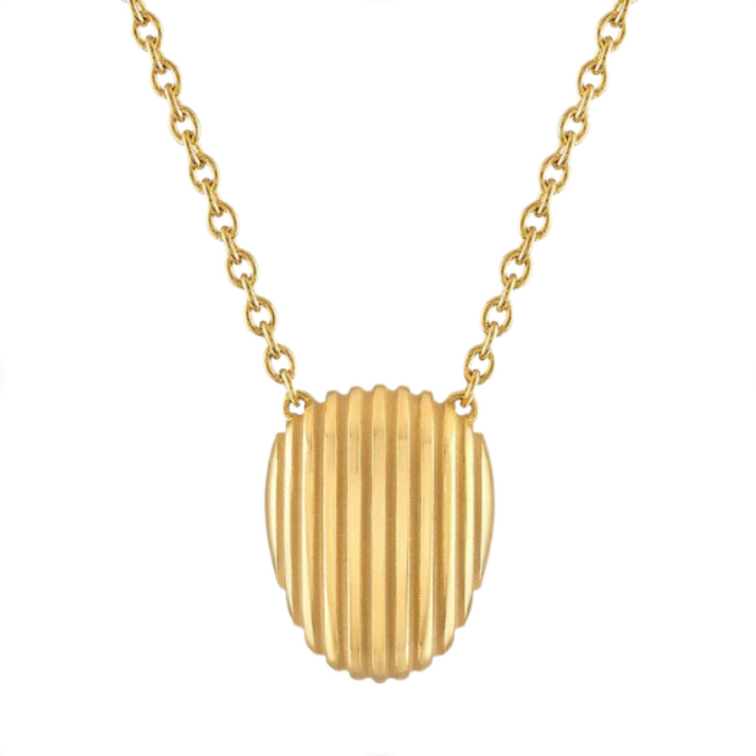 PAMELA ZAMORE ISLA SHEILD NECKLACE IN YELLOW GOLD