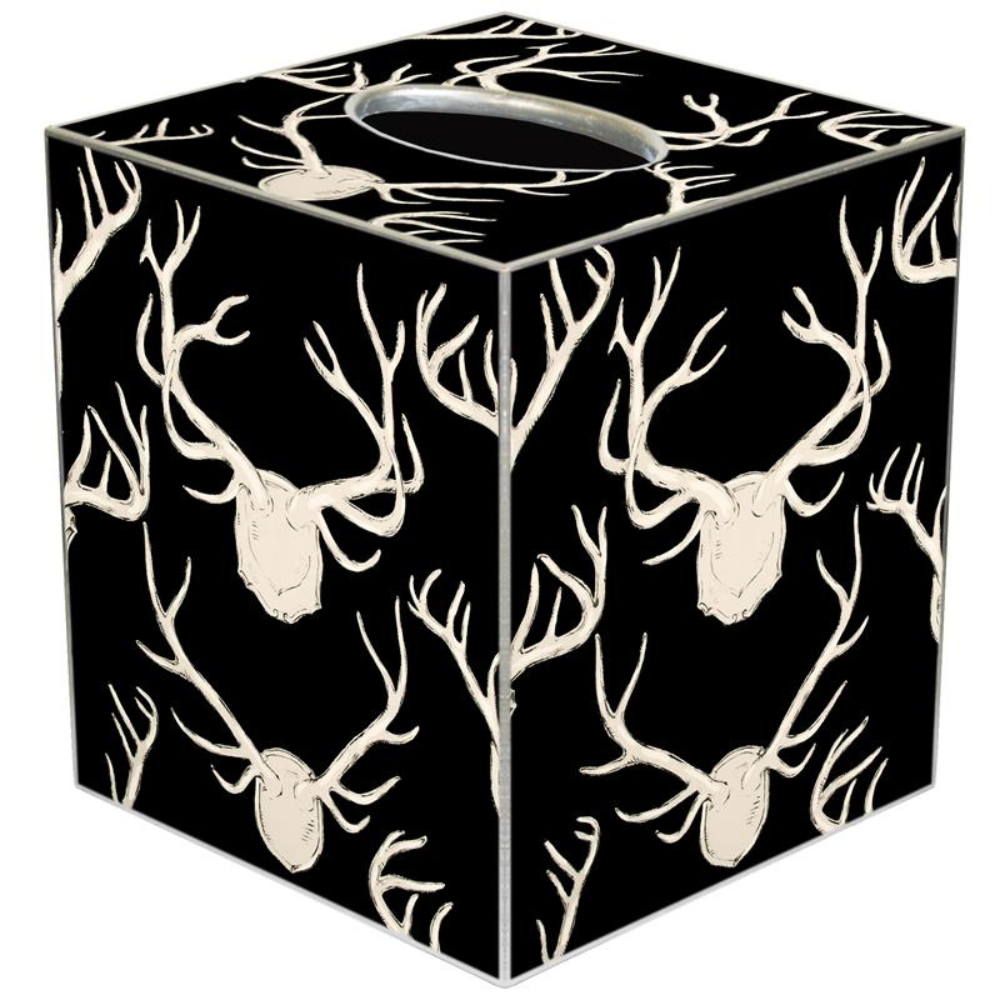 MARYE-KELLEY BLACK DEER ANTLER TISSUE BOX COVER