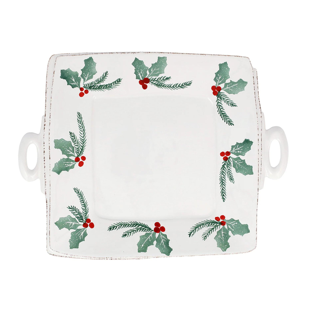 VIETRI LASTRA EVERGREEN HANDLED SQUARE PLATTER