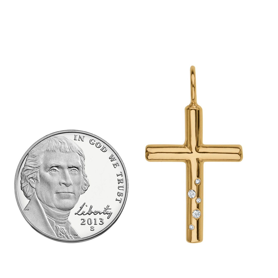 HEATHER B. MOORE GOLD HIGH POLISHED DIAMOND CROSS CHARM