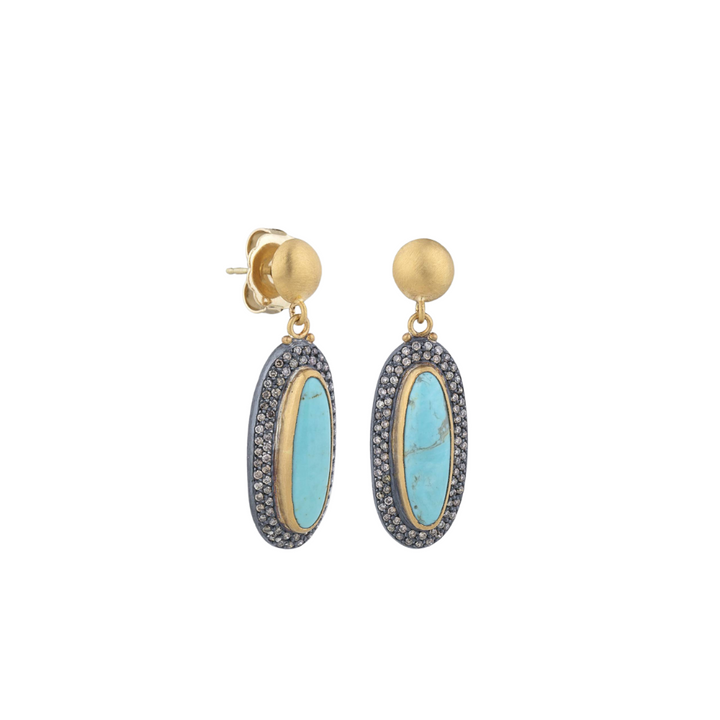 LIKA BEHAR 24K YELLOW GOLD AND TURQUOISE KINGMAN EARRINGS