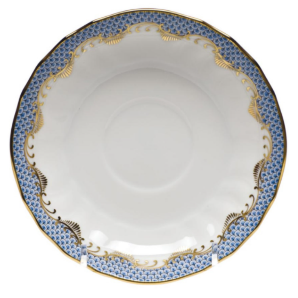 HEREND Fish Scale Light Blue Bread And Butter Plate