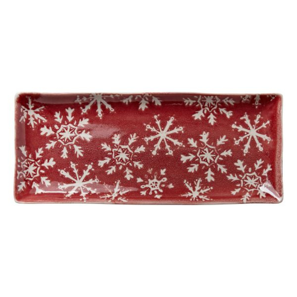 TAG SNOWFLAKE RECTANGULAR PLATTER RED