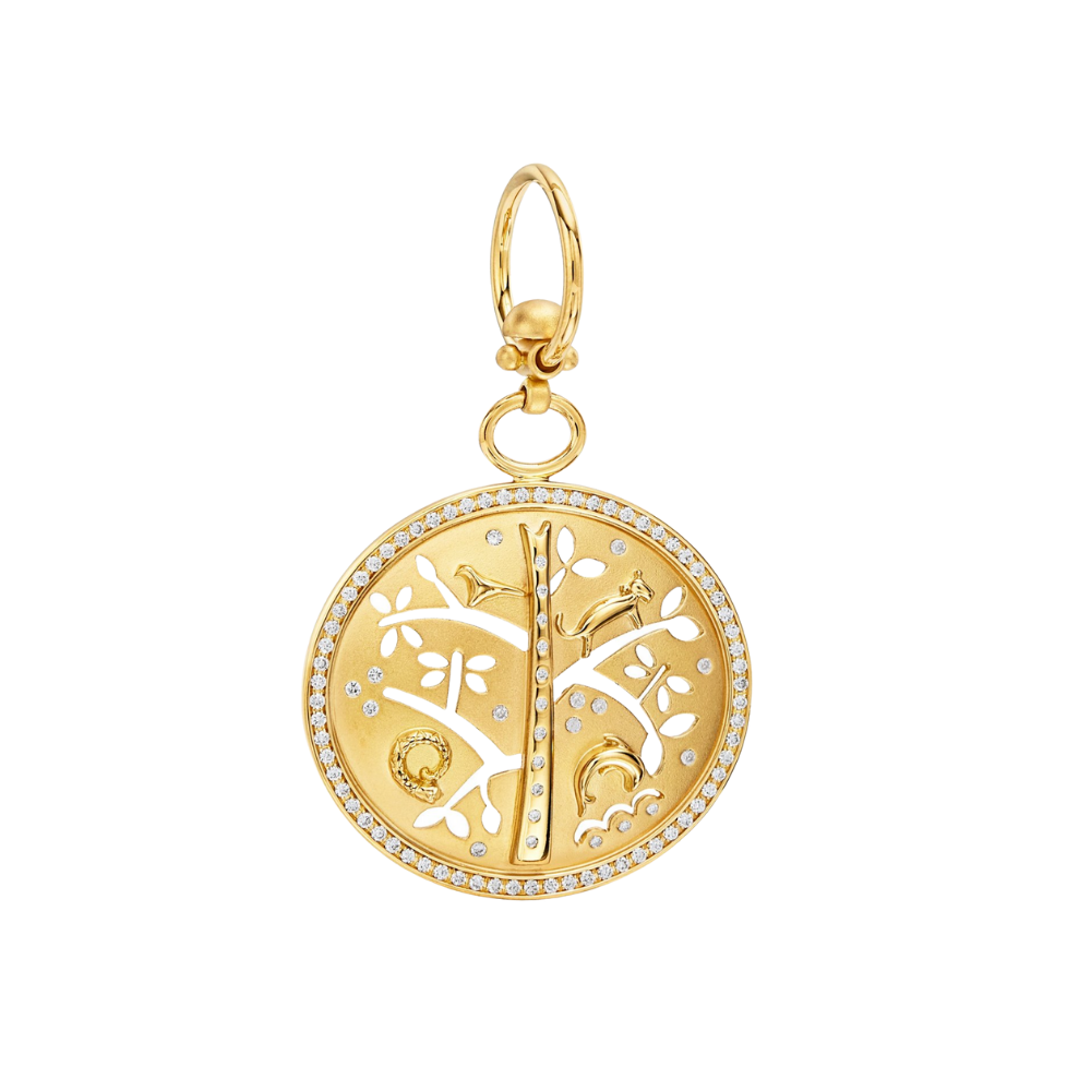 SMALL PAVE TREE OF LIFE PENDANT IN YELLOW GOLD