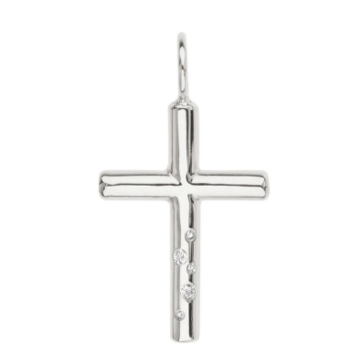 HEATHER B. MOORE SILVER HIGH POLISHED DIAMOND CROSS CHARM