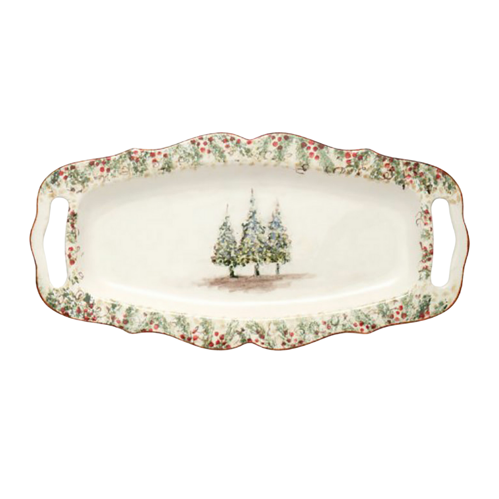 ARTE ITALICA NATALE RECTANGULAR TRAY W/HANDLES