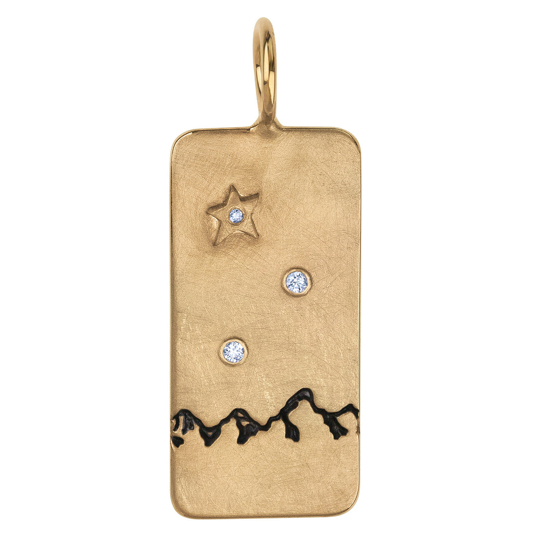 HEATHER B. MOORE 14K Yellow Gold With Diamonds Small Mountail Range ID Tag