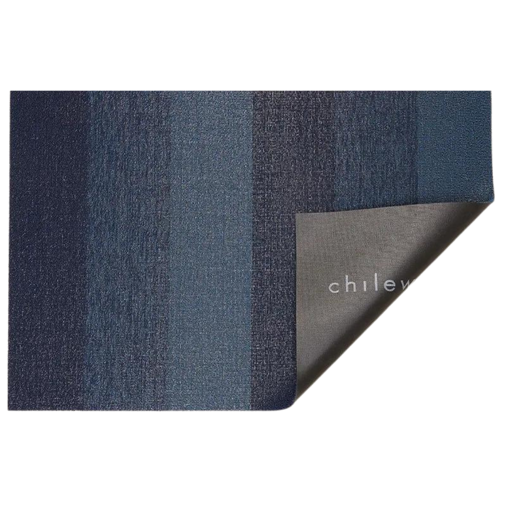 CHILEWICH MARBLED STRIPE SHAG MAT BAY BLUE 36X60