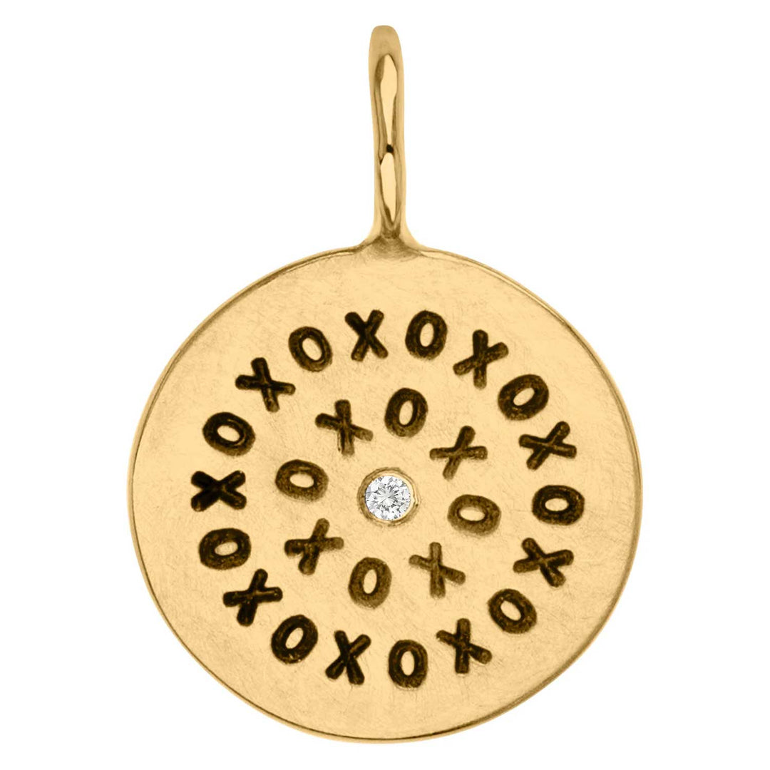 HEATHER B. MOORE YELLOW GOLD XOXO ROUND CHARM