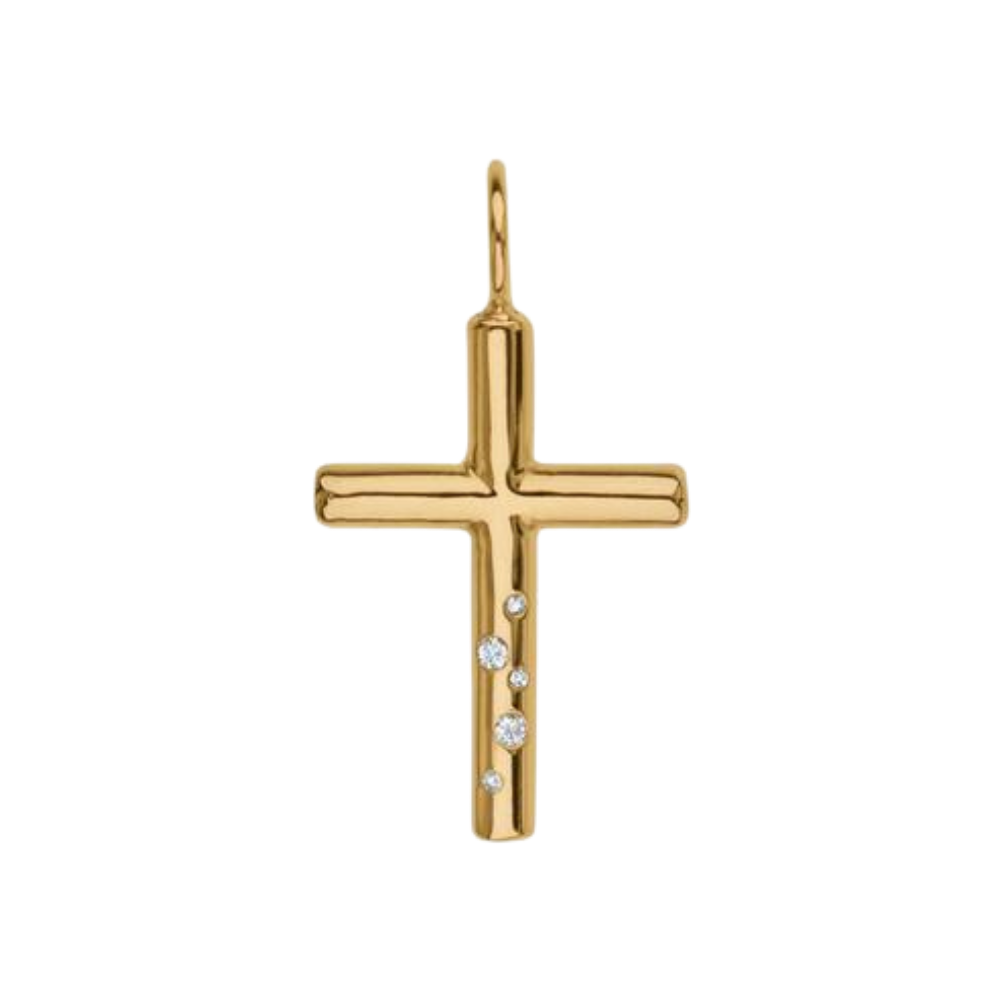 HEATHER B. MOORE GOLD HIGH POLISHED DIAMOND CROSS CHARM