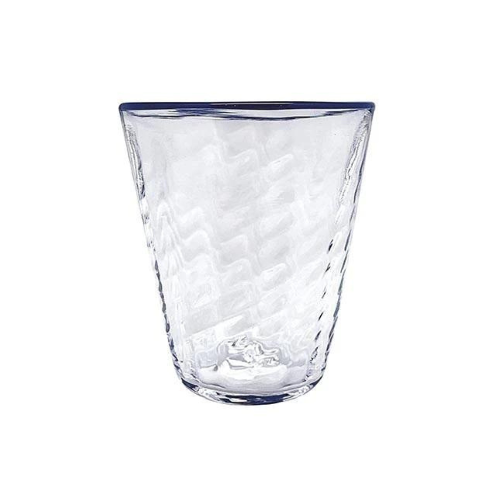 MARIPOSA URCHIN TEXTURED HIGHBALL WITH COBALT RIM