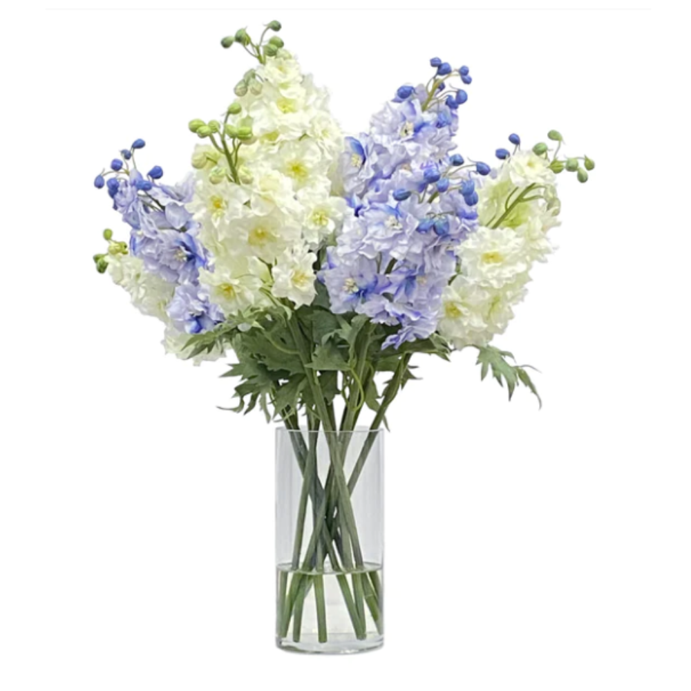 WINWARD BLUE AND WHITE DELPHINIUM WITH VASE