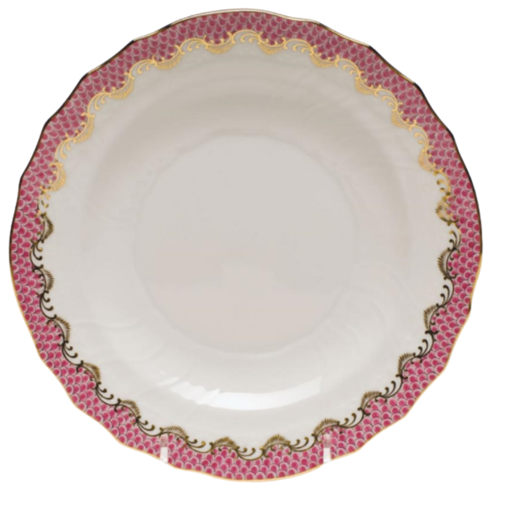 HEREND FISH SCALE PINK DESSERT PLATE