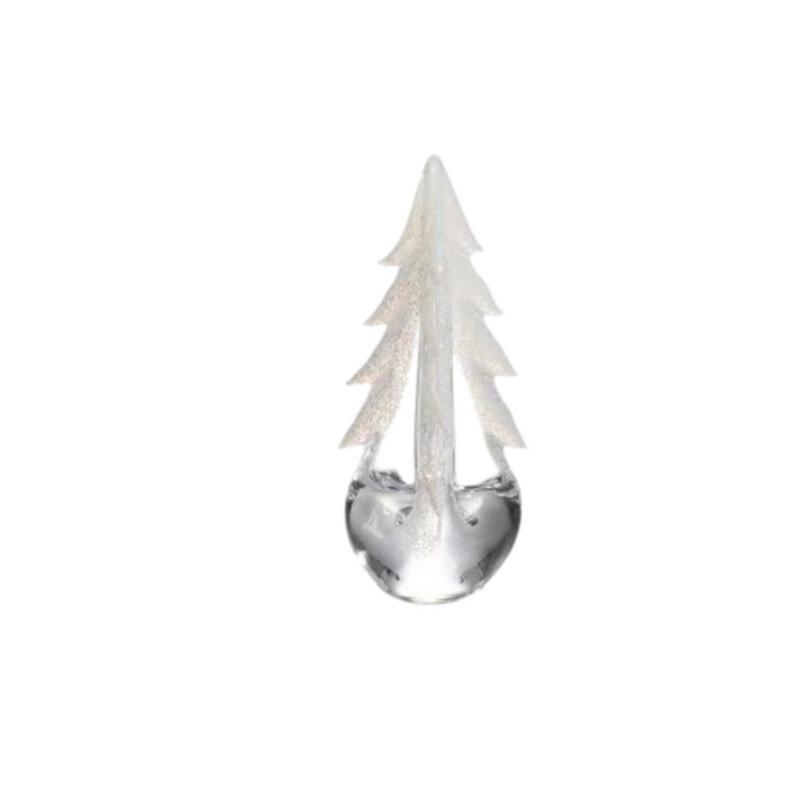 SIMON PEARCE Evergreen 8" Snowy Branches Glass Tree