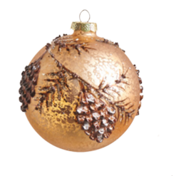 RAZ IMPORTS TEXTURED PINECONE MERCURY GLASS ORNAMENT