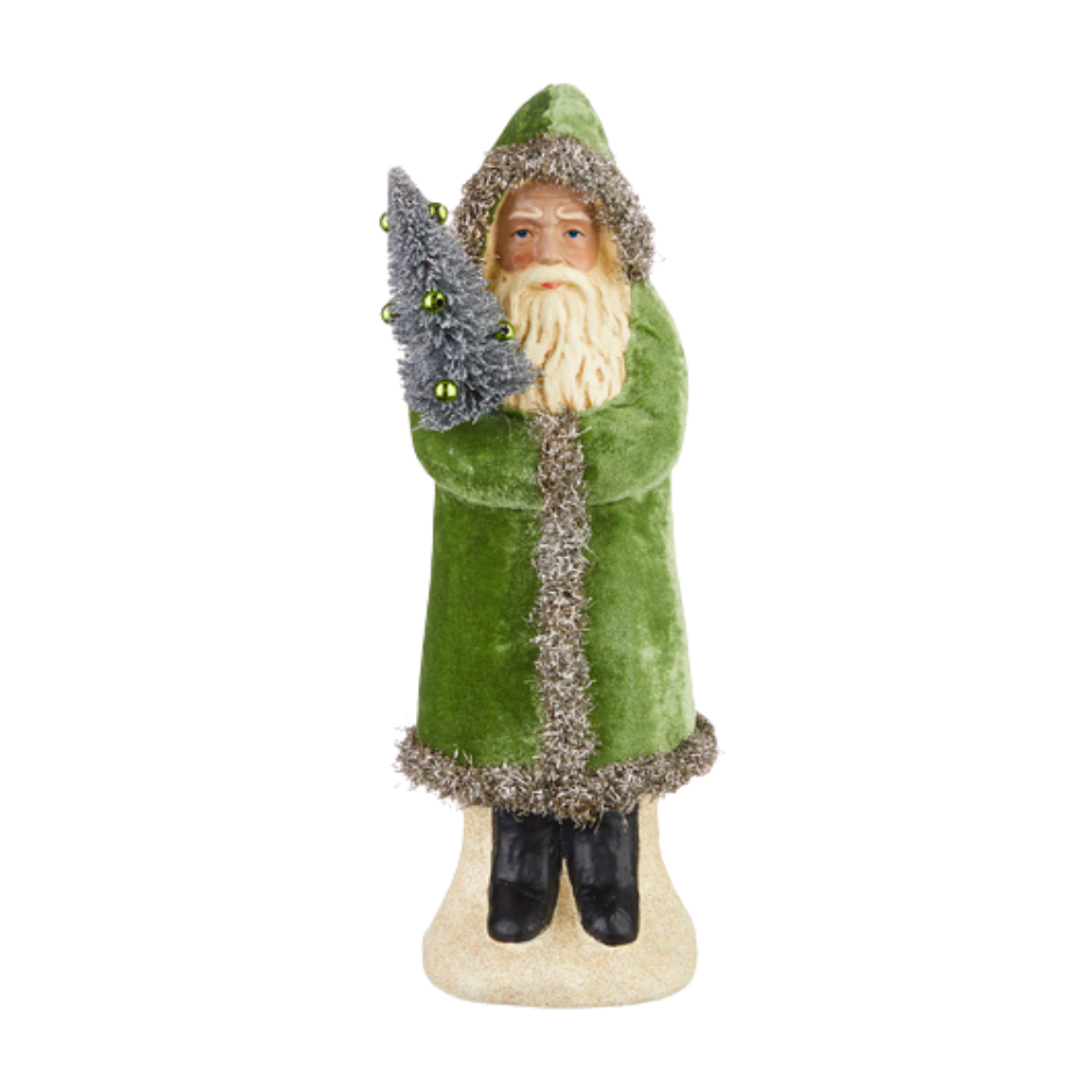 RAZ IMPORTS GREEN VINTAGE FARMHOUSE VELVET SANTA