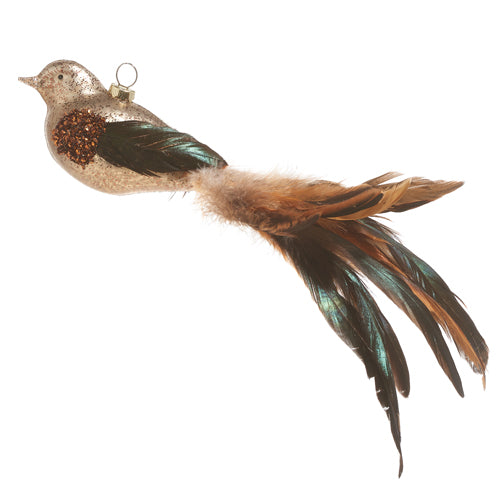 RAZ IMPORTS MERCURY GLASS FEATHER TAILED BIRD ORNAMENT