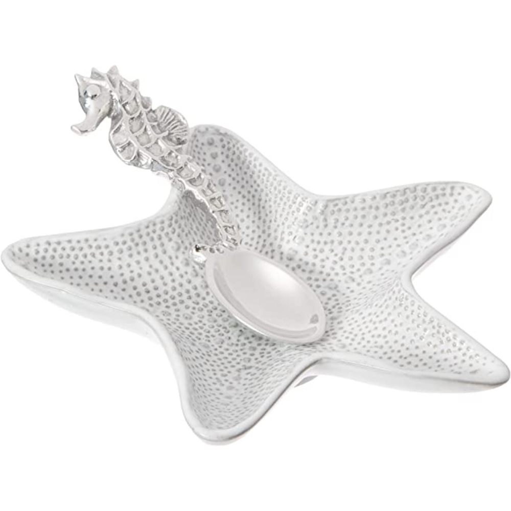 Mariposa Starfish Ceramic Open Salt Caddy And Spoon