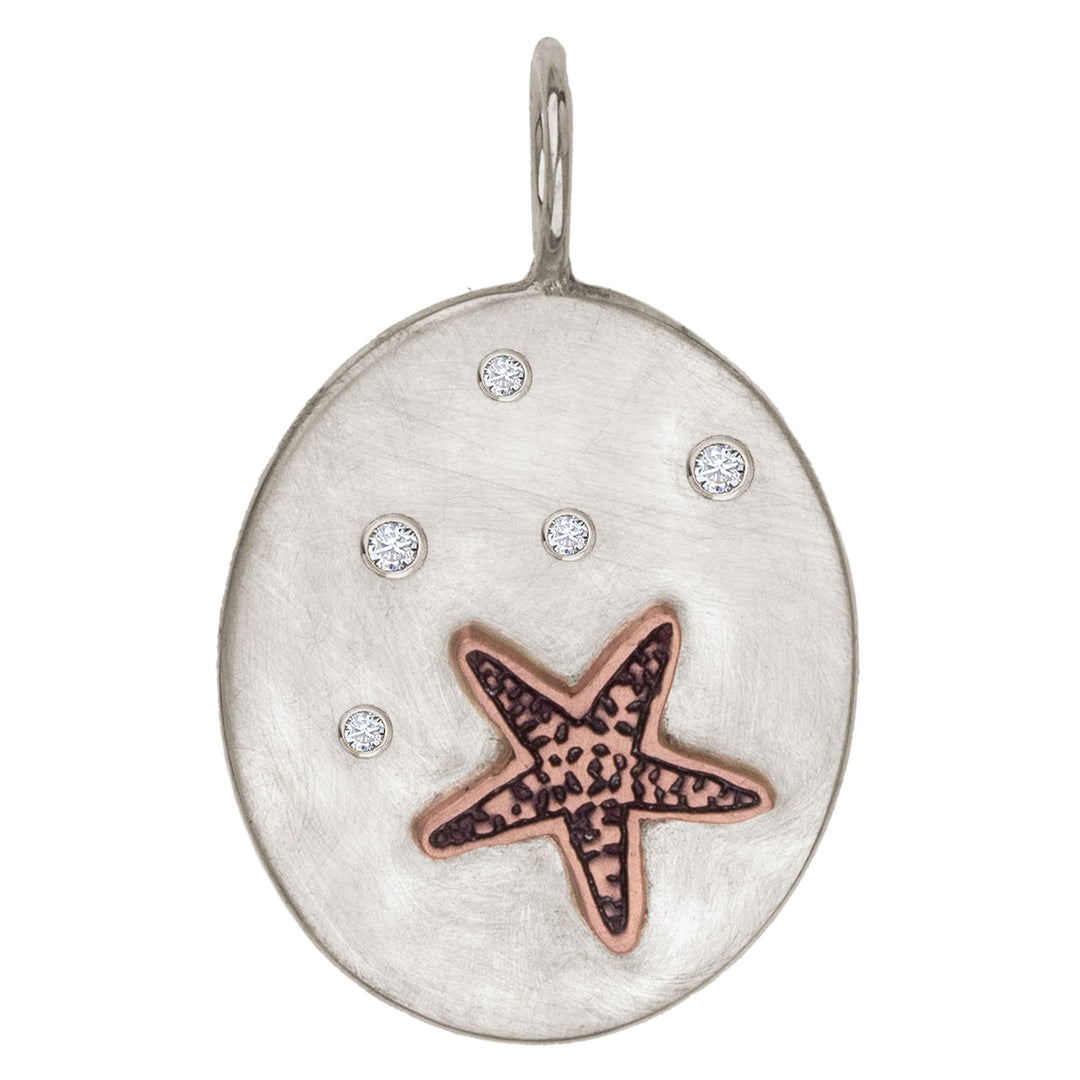 HEATHER B. MOORE 14K ROSE GOLD AND OVAL STARFISH WITH DIAMONDS - Medium