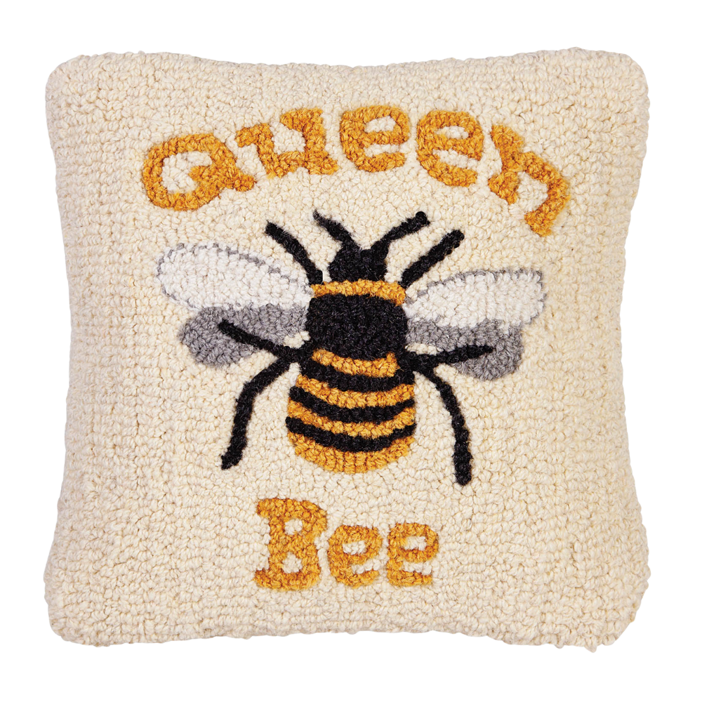 CHANDLER 4 CORNERS Queen Bee Hand Hooked Wool Pillow