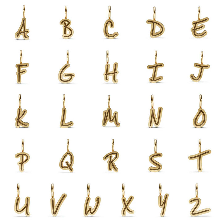 HEATHER B. MOORE 14K YELLOW GOLD HANDWRITTEN INITIAL CHARM A,B,C,D,E,F,G,H,I,J,K,L,M,N,O,P,Q,R,S,T,U,V,W,X,Y,Z