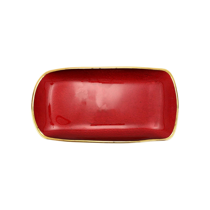 VIETRI METALLIC GLASS RECTANGULAR TRAY - RUBY