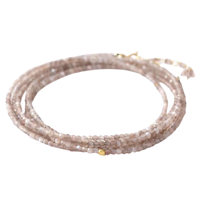 ANNE SPORTUN 18K YELLOW GOLD MINK MOONSTONE WRAP BRACELET OR NECKLACE