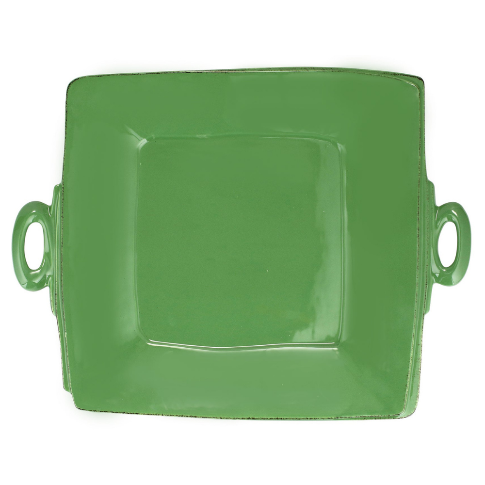 VIETRI HANDLED SQUARE PLATTER - GREEN