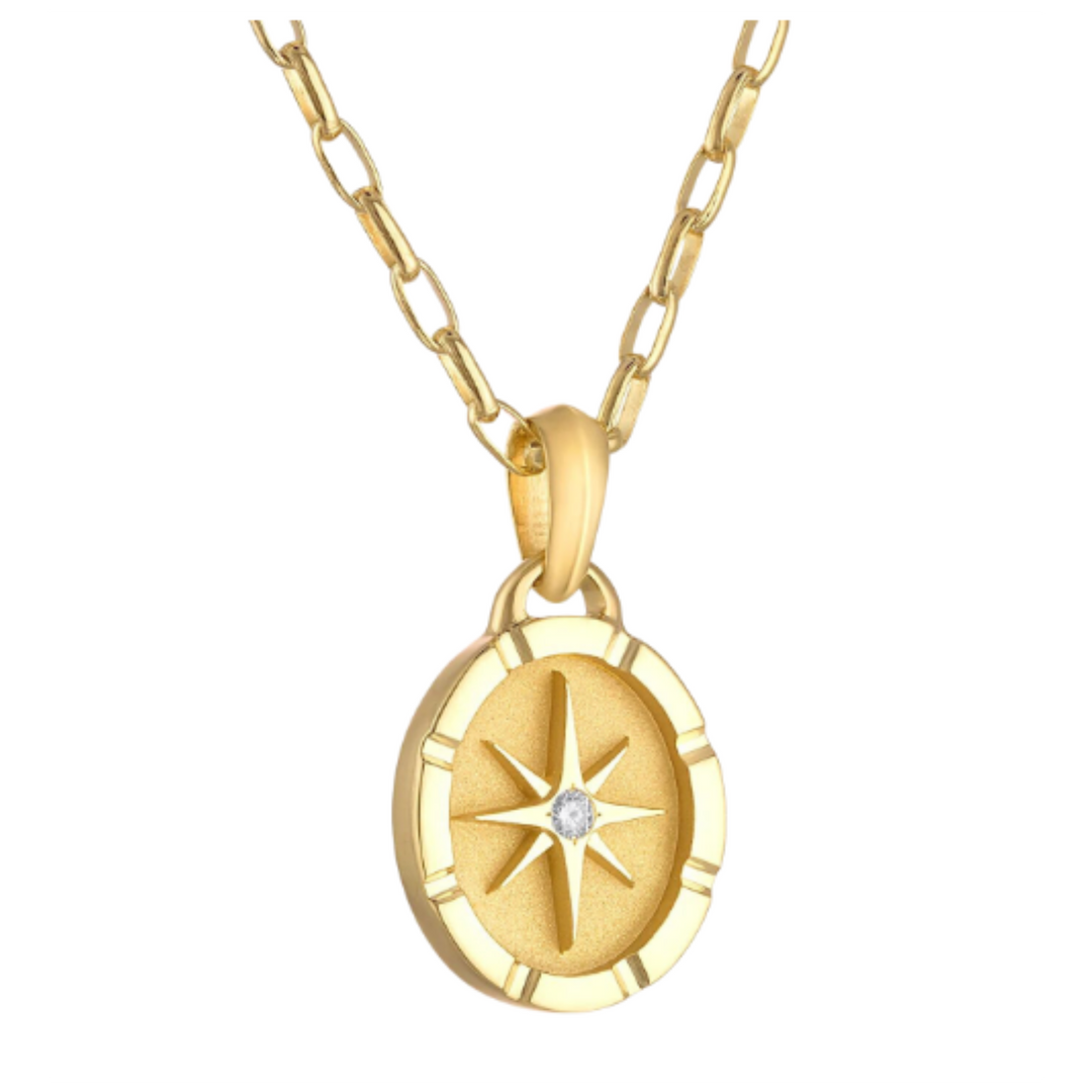 PAMELA ZAMORE OVAL STAR PENDANT NECKLACE