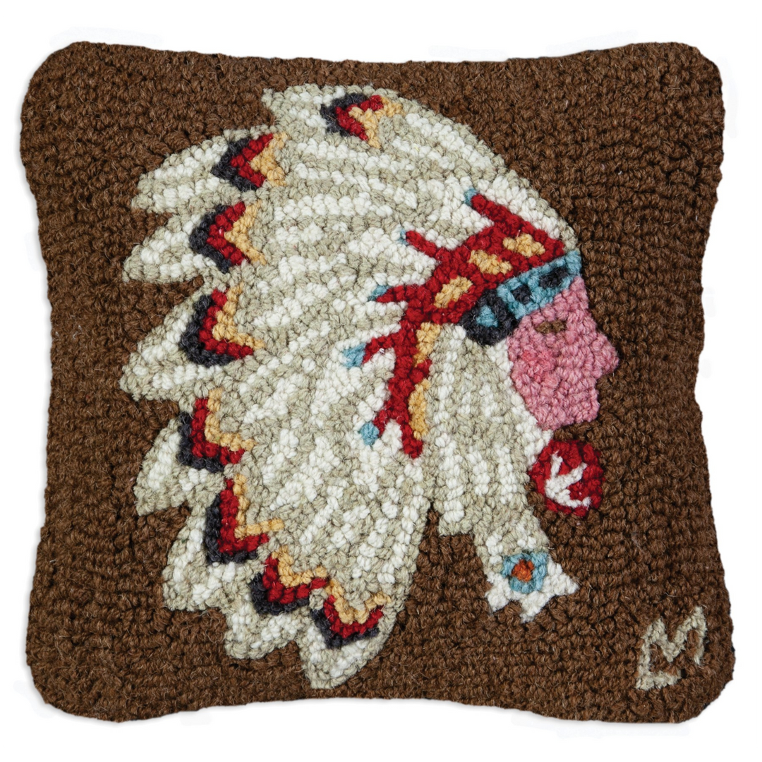 CHANDLER 4 CORNERS Chieftain Hand Hooked Wool Pillow