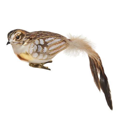 RAZ IMPORTS CLIP-ON FEATHERED TAIL BIRD ORNAMENT