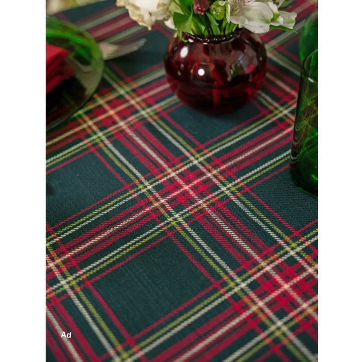 APRIL CORNELL Evergreen Tartan Plaid Tablecloth