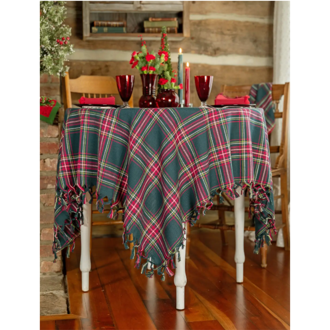 APRIL CORNELL Evergreen Tartan Plaid Tablecloth