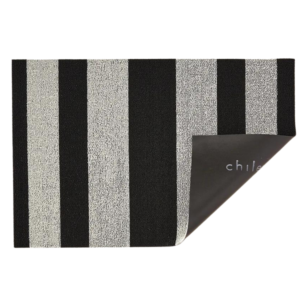 CHILEWICH SHAG BOLD STRIPE UTILITY MAT BLACK/WHITE 24X36