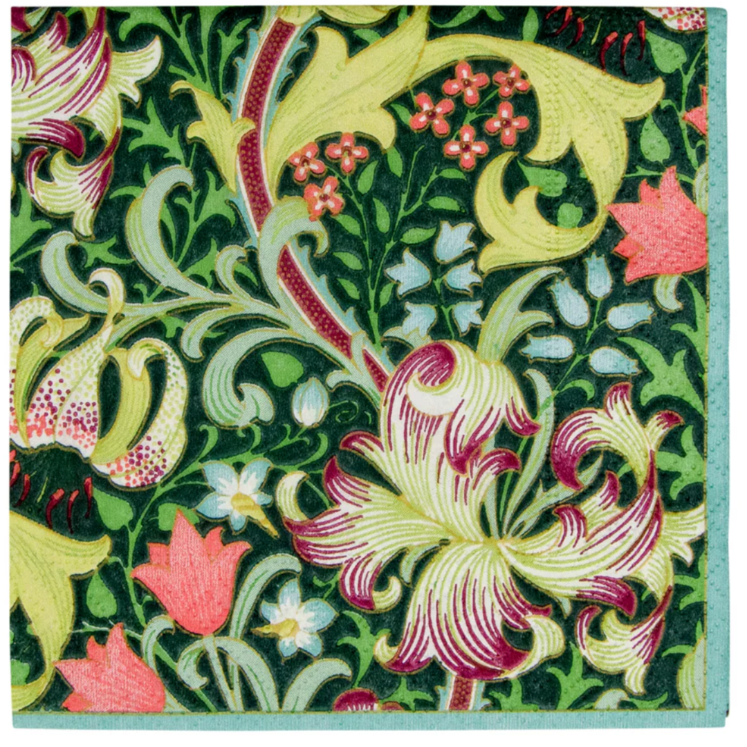 CASPARI Golden Lily Forest Cocktail Napkins