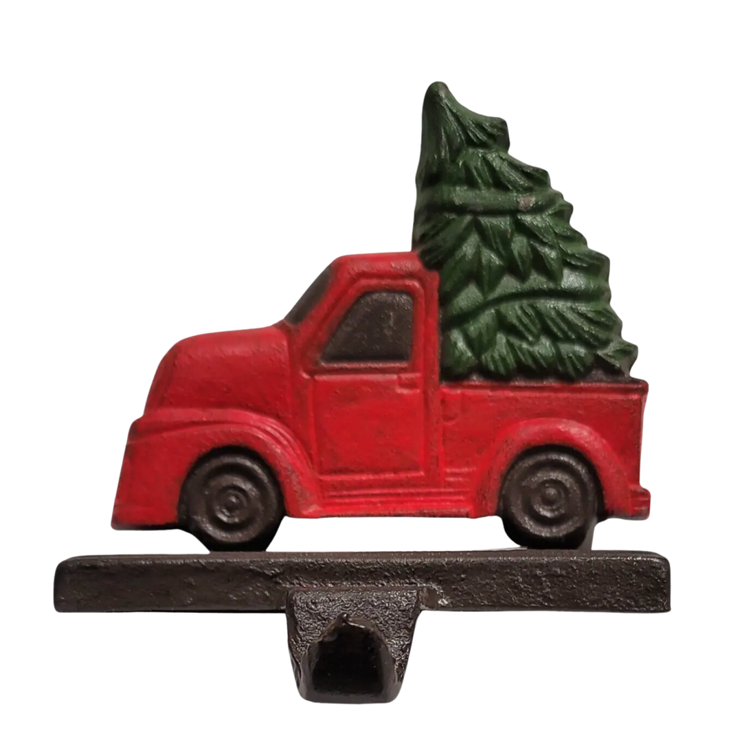 SILVER TREE Cast Iron Truck And Tree Stocking Holder