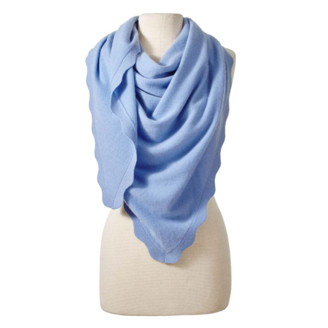 ALPINE CASHMERE LAKE BLUE RUFFLE TRI WRAP