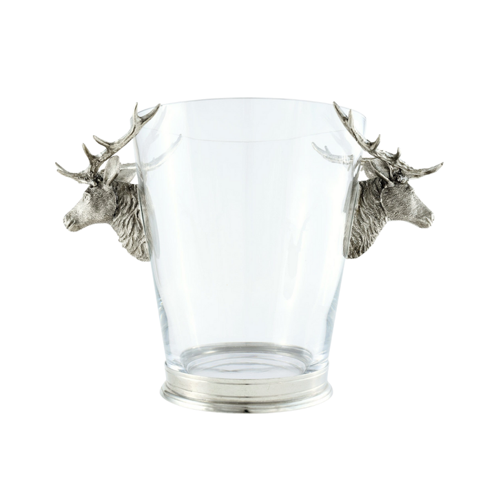 VAGABOND HOUSE Ice Bucket Glass With Pewter Deer Head Handles