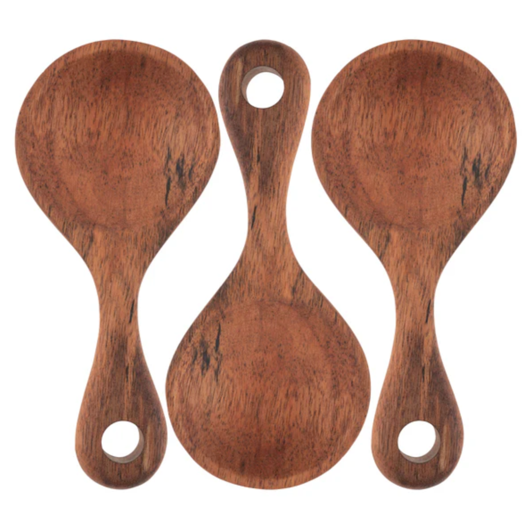 KARMA Set Of 3 Short Wood Serving Spoons