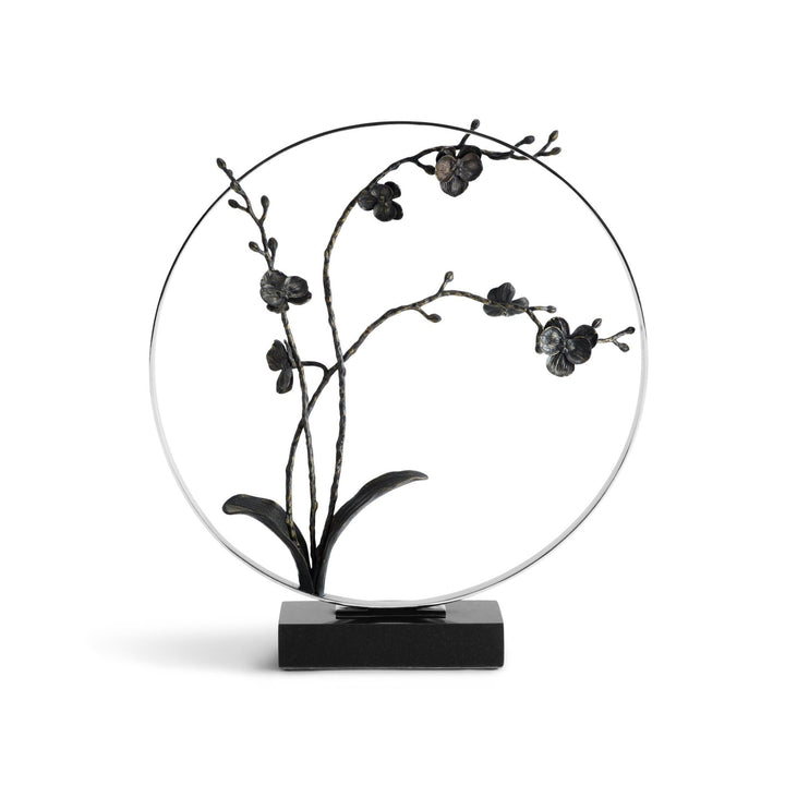 MICHAEL ARAM BLACK ORCHID MOON GATE SCULPTURE