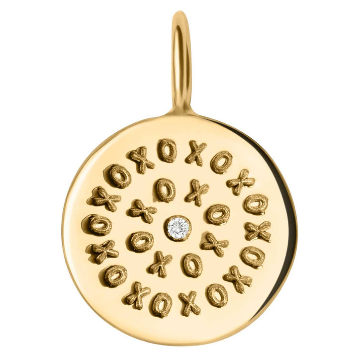 HEATHER B. MOORE YELLOW GOLD XOXO HIGH POLISHED ROUND CHARM