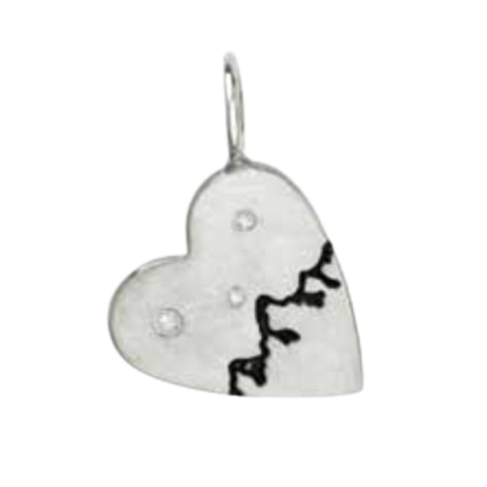 STERLING SILVER HEART CHARM WITH DIAMONDS