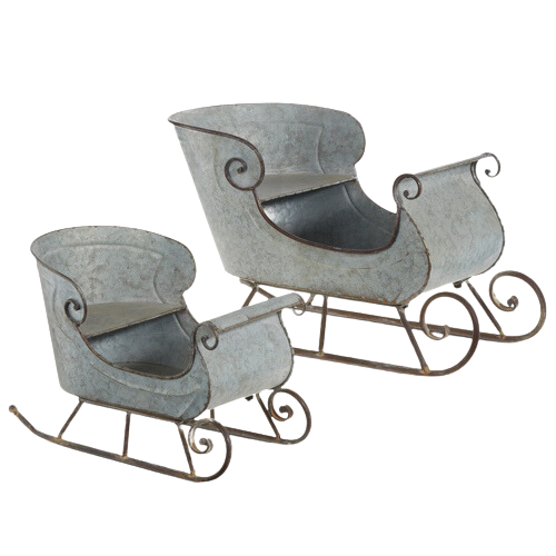 RAZ IMPORTS RAZ GALVANIZED DISTRESSED SLEIGH 11.75"