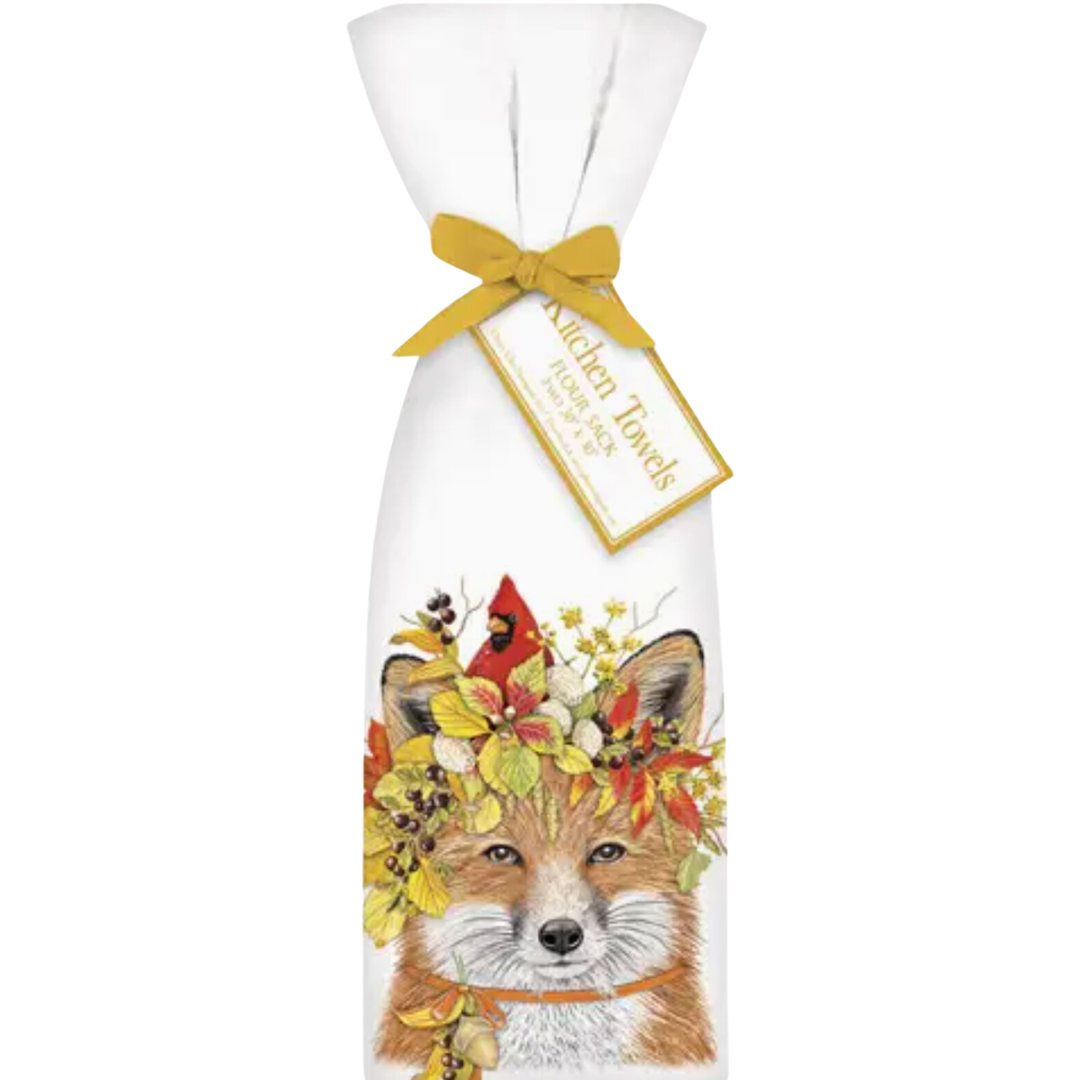 MARY LAKE THOMPSON Fall Leaves With Fox Towel Set