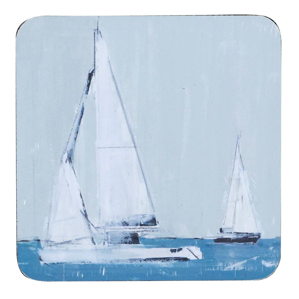 ROCKFLOWERPAPER Sail Away Art Coaster Set of Four