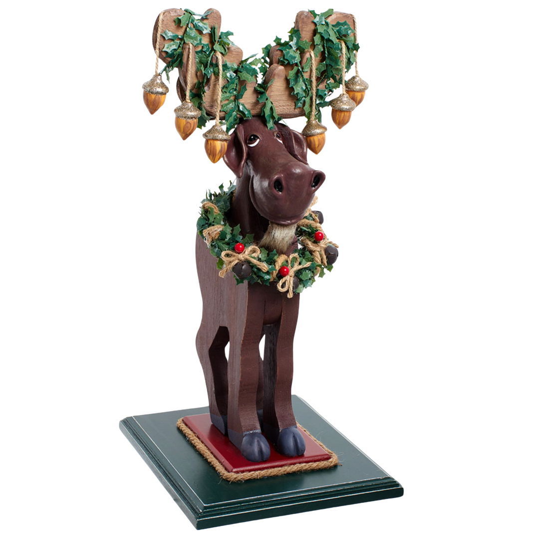 KURT ADLER Holly Wood Moose Nutcracker