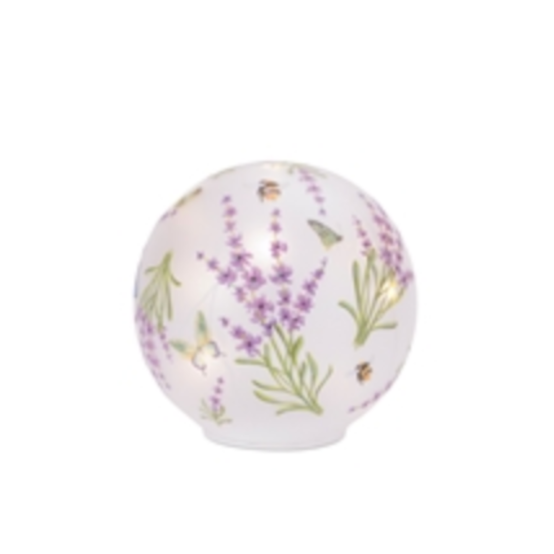 MELROSE Medium Spring Floral With Butterflies And Bees Led Glass Globe